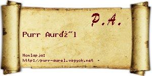 Purr Aurél névjegykártya